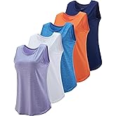5 Pack Wide Straps Womens Workout Tank Tops, Athletic Sleeveless Shirts for Women, Ladies Exercise Tops for Yoga Tennis