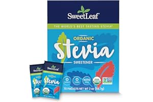 SweetLeaf Organic Stevia Powder Packets - Zero Calorie Sweetener with Stevia Leaf Extract, No Artificial Sweetener Additive, Sugar Free, Keto Friendly, Non GMO, Gluten Free - 70 Packets (Pack of 1)