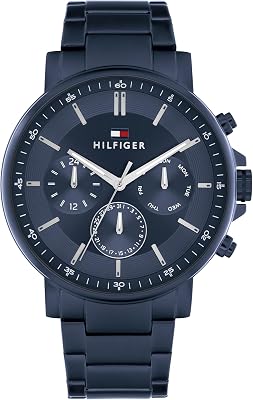 Multi Zifferblatt Quarz Uhr für Herren mit Blaues Edelstahlarmband - 1710705