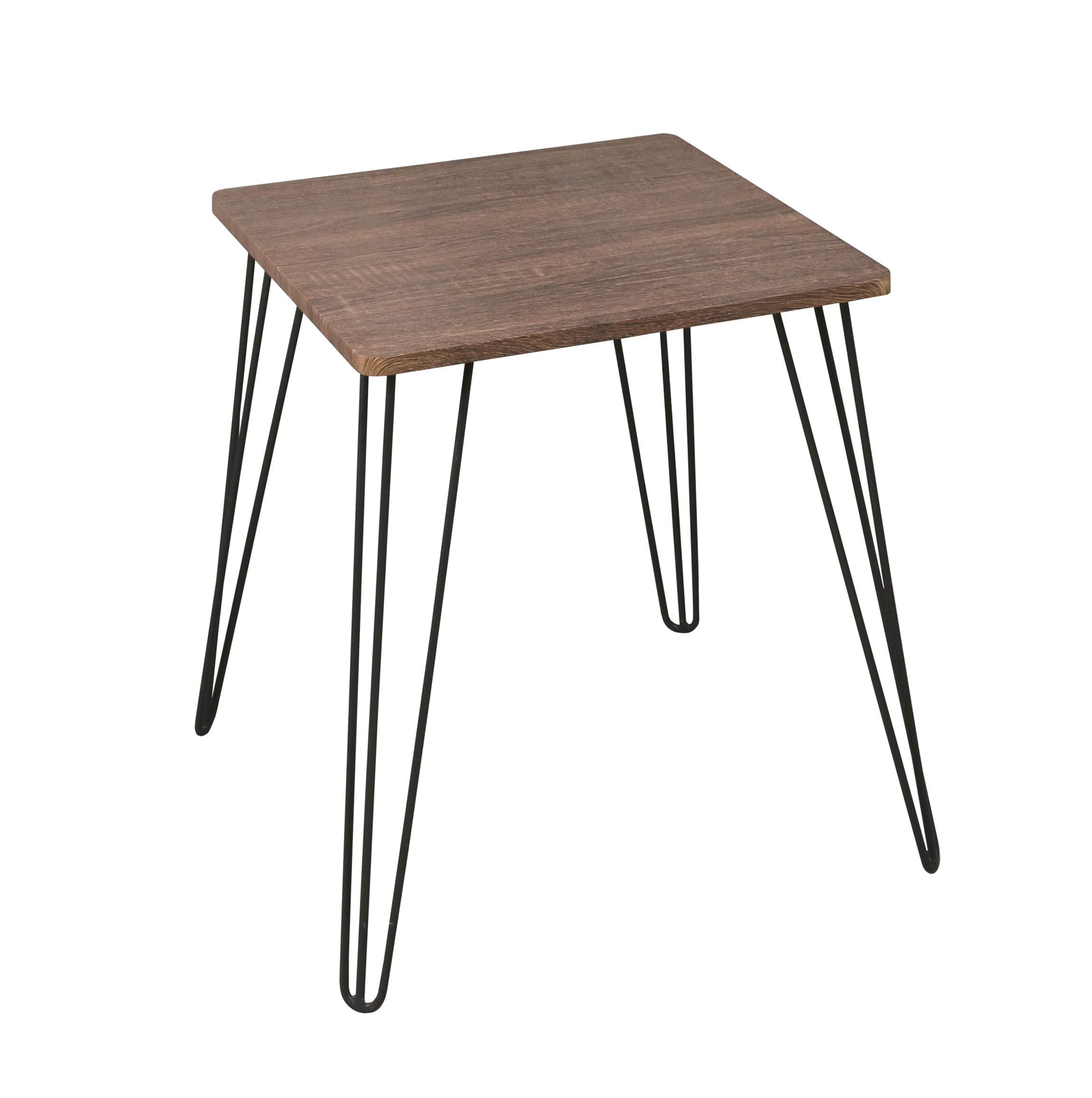 Aspect Eros Vintage Wooden Side End Table with Hairpin Legs, 2, 45x45x55(H) cm