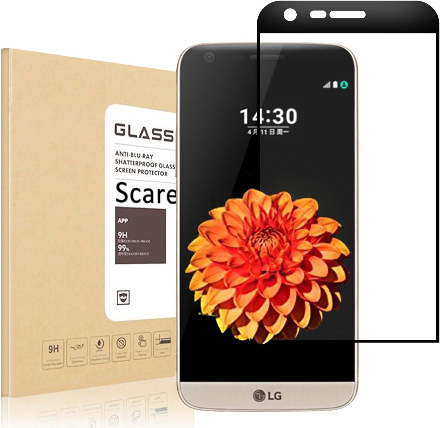 LG G5 (Black) Screen Protector, Scarer 3D Full Cover Tempered Glass Screen Protector for LG G5,Anti-Scratch,Anti-Fingerprint,Bubble Free LG G5(Black)