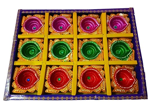 Avanti Creation Multicolor Clay Diyas for Diwali