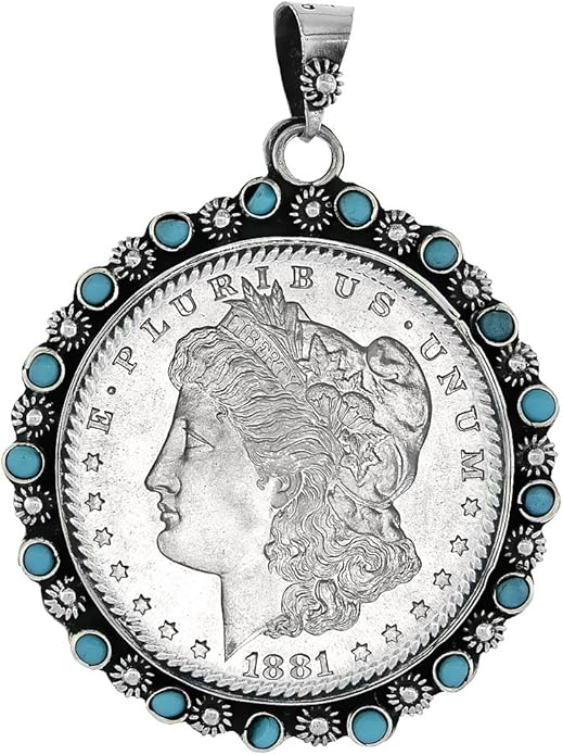 Sterling Silver Dollar Bezel 38 mm Coins Prong Back Flower