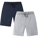 AIUI-HARNSBORN Toddler Boys Pull-on Knit Shorts, Solid Color Soft Sweat Shorts with Drawstring