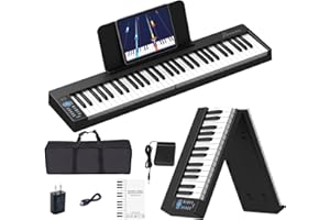 OYAYO Folding Piano 61 Key, Foldable Sensitive Electric Piano for Beginners, Portable Piano Keyboard with Sheet Music Stand, 