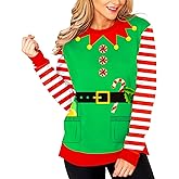 Deerose Women Christmas Sweatshirts Thanksgiving Long Sleeve Print Shirts