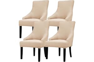 Lellen Stretch Wingback Chair Cover Slipcover - Reusable Wingback Side Chair Slipcover,Dining Chair Covers,Arm Protector Seat Covers for Dining Room Banquet Home Decor(Taupe, 4PC)