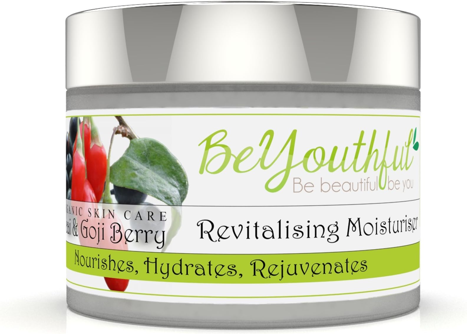 BeYouthful Acai And Goji Super Berry Moisturiser - Day And Night Cream For Face, Neck, Hands. Softer, Tighter And Brighter Skin, Less Signs Of Ageing - Wrinkles, Fine Lines, Age Spots. All Skin Types