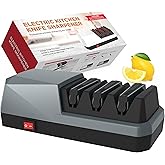 Electric Knife Sharpener- YOORLEAY Knife Sharpeners, 3 Stage Electric Knife Sharpener, 3 Stage, Grey