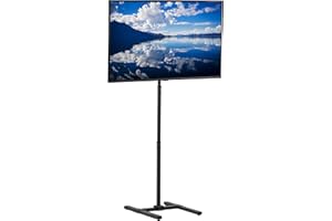 VIVO TV Floor Stand for 13 to 50 inch Screens up to 44 lbs, LCD LED OLED 4K Smart Flat, Curved Monitor Panels, Max VESA 200x200, Extra Tall Pole for Treadmills and Ellipticals, Black, STAND-TV17