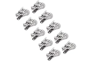 UNICRAFTALE 10pcs Stainless Steel Cord Ends Antique Silver Leather Cord Clasp Dragon Head End Clamp Clamp End for Leather Bracelets Making 23x10x12mm, Hole 5.5mm