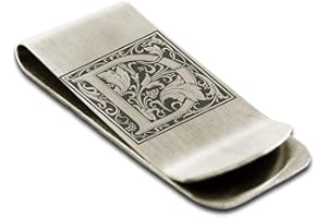 FlameReflection Stainless Steel Money Clip For Men Dad Boy Friend Father Floral Initial Letter Box Monogram Wallet Cash Card Holder