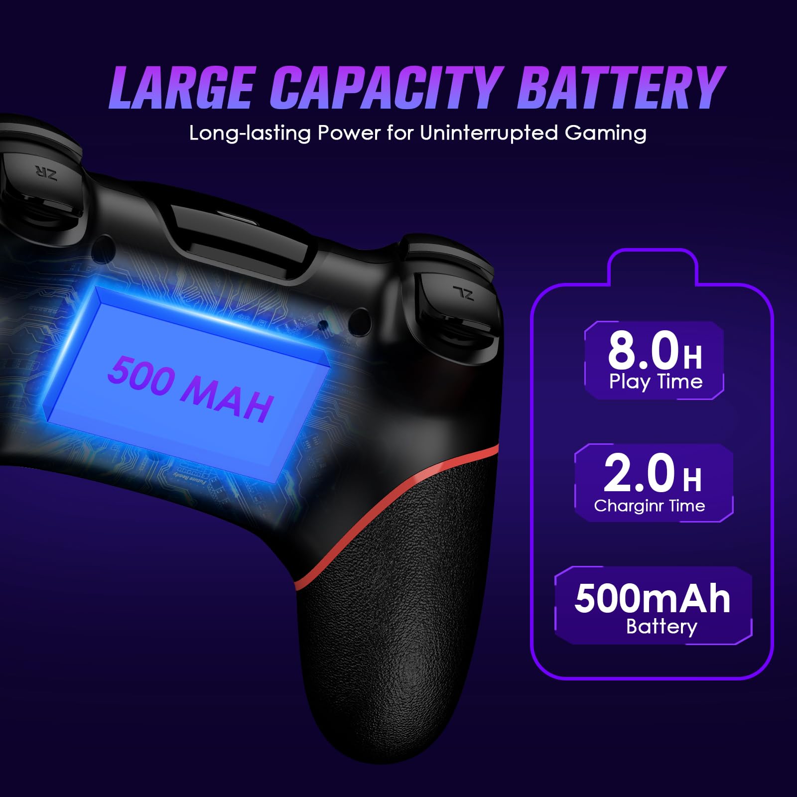 VidPPluing 2 Pack Switch Controllers, Wireless Switch Pro Controller for Switch/Lite/OLED, Game Controller with Motion Sensor/Vibration/Turbo/Charging Cable