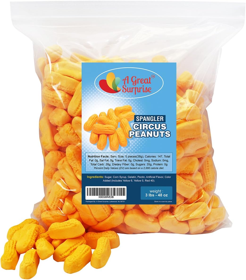 Marshmallow Circus Peanuts - Spangler Circus Peanuts Candy, 3 LB Bulk Candy