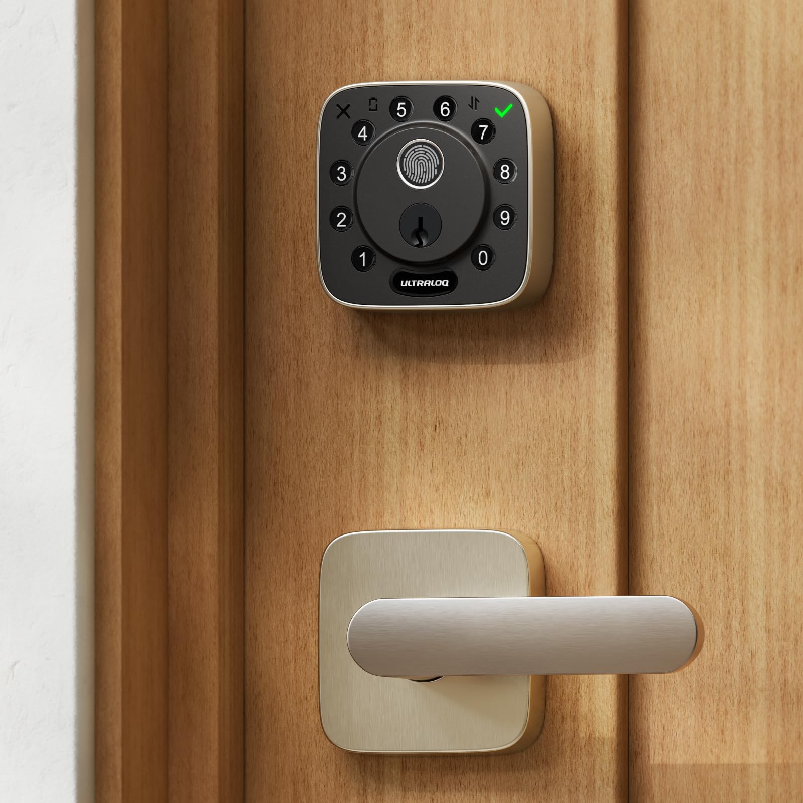 Photo 1 of ULTRALOQ Bolt Fingerprint WiFi Smart Lock with Handle Lever Set, Front Door Lock Set, Keyless Entry Deadbolt with Fingerprint, App Remote Control, Keypad, Auto Unlock, 10 Mon. Battery, BHMA Certified
