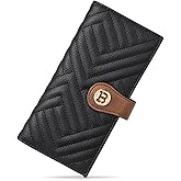 BOSTANTEN Slim Wallet Women Leather RFID Blocking Credit Card Holder Bifold Thin Wallet with Zipper Pocket Black&Brown