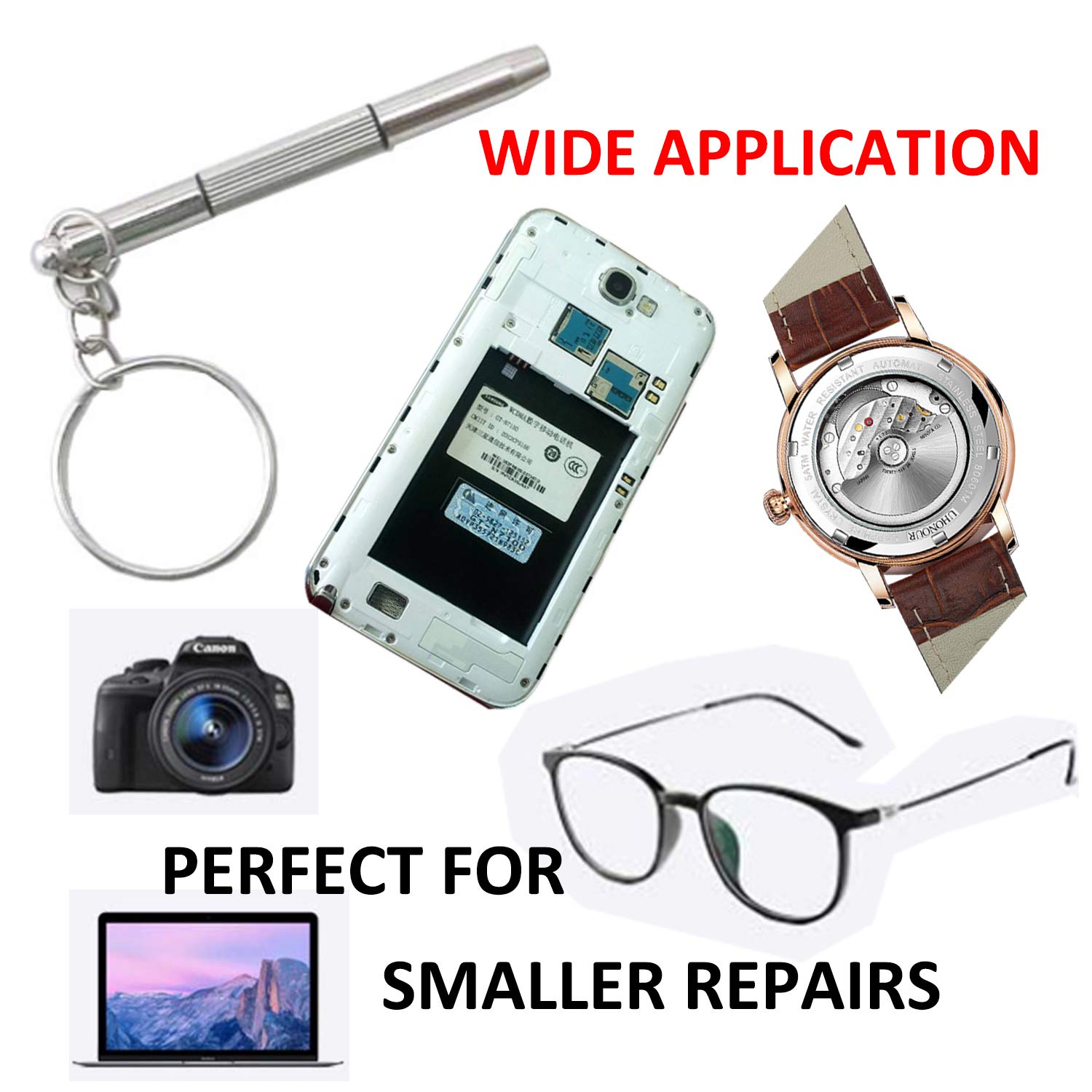 Mini 3 in 1 Screwdriver Keychain, Hotetey 8 Pack Stainless Steel Precision Screwdriver Keyring Repair Tool for Eyeglass Sunglasses Watch Phone Electronics