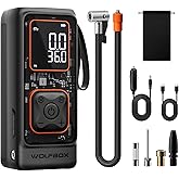 WOLFBOX Cordless Tire Inflator Portable Air Compressor, 150PSI Air Pump for Car Tires, Motorcycle, Bicycle & Ball, with Smart Digital Pressure Gauge, Auto Shut-Off & LED Flashlight