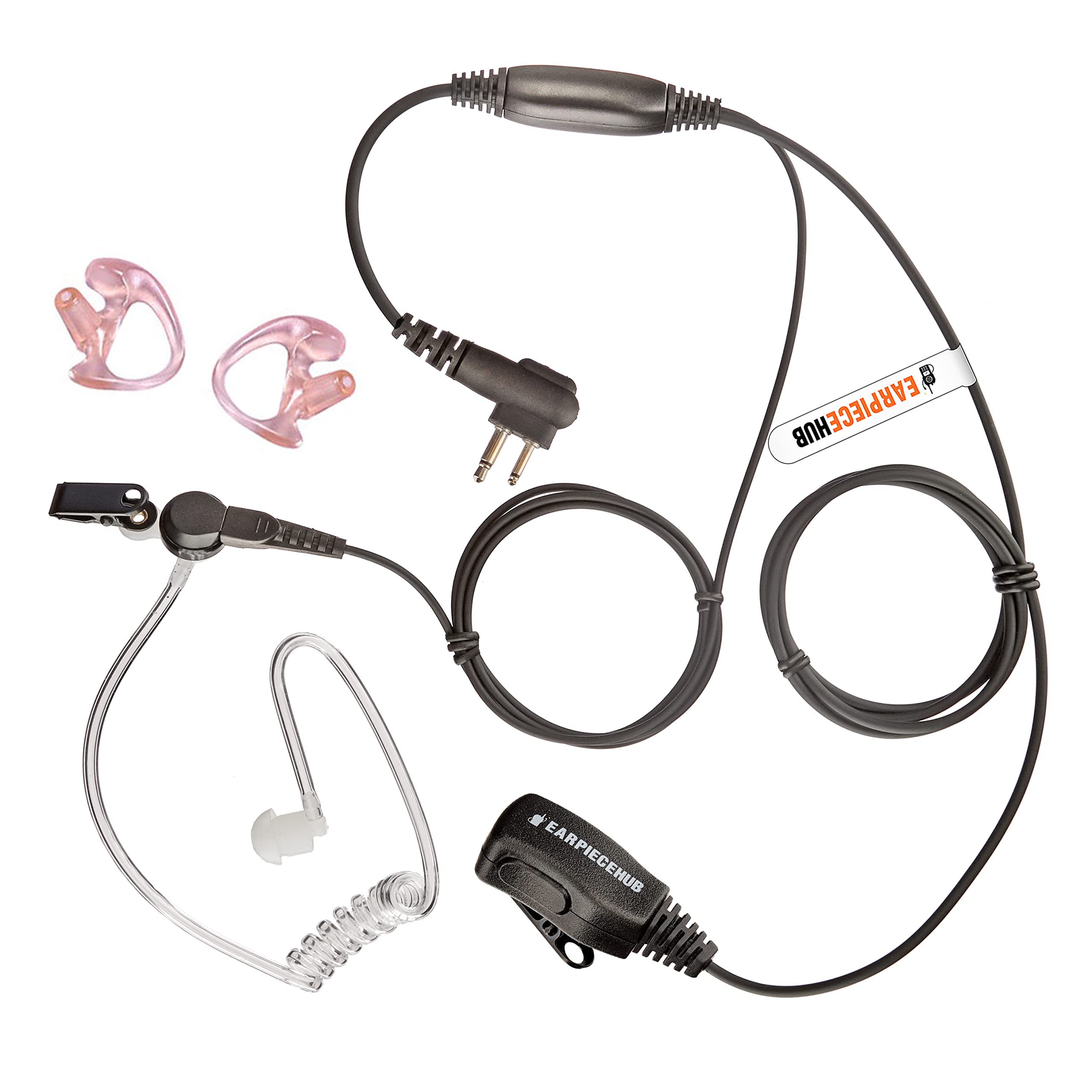 Earpiece Hub COVERT ACOUSTIC TUBE EARPIECE WITH EARMOULDS Compatible with MOTOROLA RADIO (2 PIN) CP040