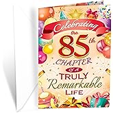 Prime Greetings 85th Birthday Card, Made in America, Eco-Friendly, Thick Card Stock with Premium Envelope 5in x 7.75in, Packaged in Protective Mailer