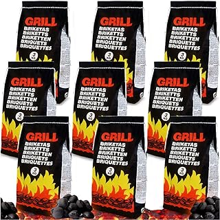 Deuba 27 Kg Grillbriketts 9 x 3kg Holzkohle Grillkohle Holzkohlebriketts Holzkohlegrill Grill