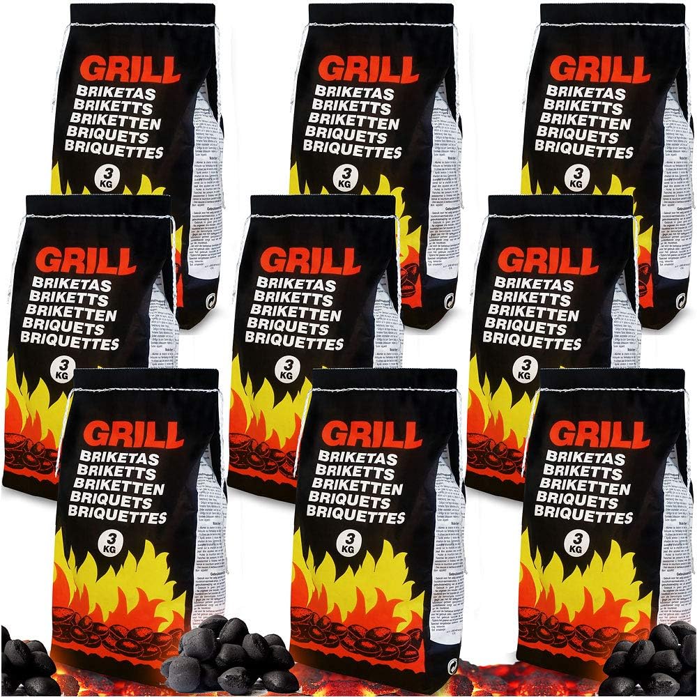 Deuba 27 Kg Grillbriketts 9 x 3kg Holzkohle Grillkohle Holzkohlebriketts Holzkohlegrill Grill