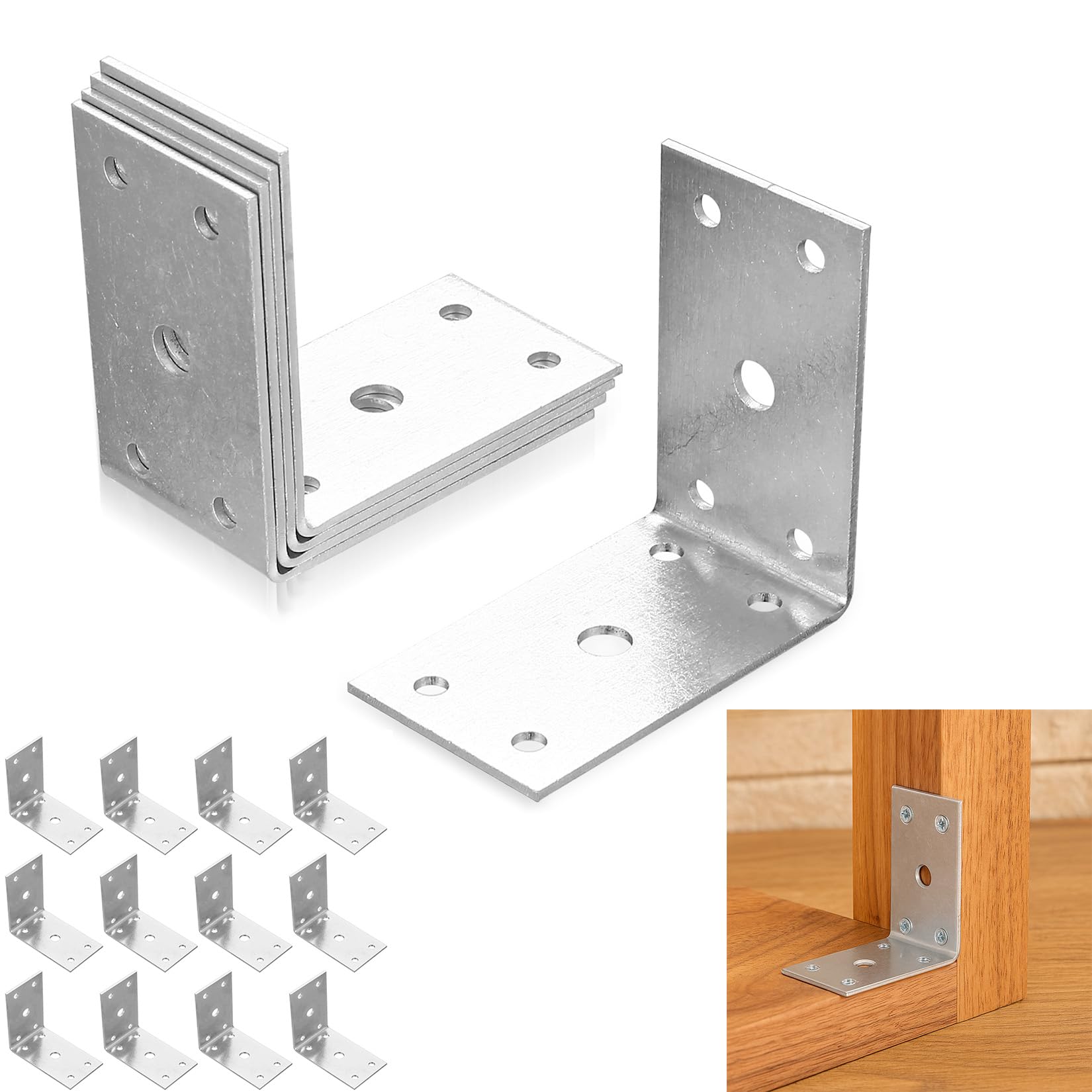 12 Pcs Metal Angle, Heavy Duty Corner Connectors for Wood, Right Angle L for Timber, L Shaped for Fixing Joining Furniture Shelves, 2.6x2.6x1.5