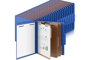 Skyygemm 48 Pcs Classification Folders Letter Size, 3 Divider Pressboard File Folder with Fasteners, Expanding File Organizer Bulk for Teachers, Clergy, Office, Church, Christmas Donations (Dark Blue)