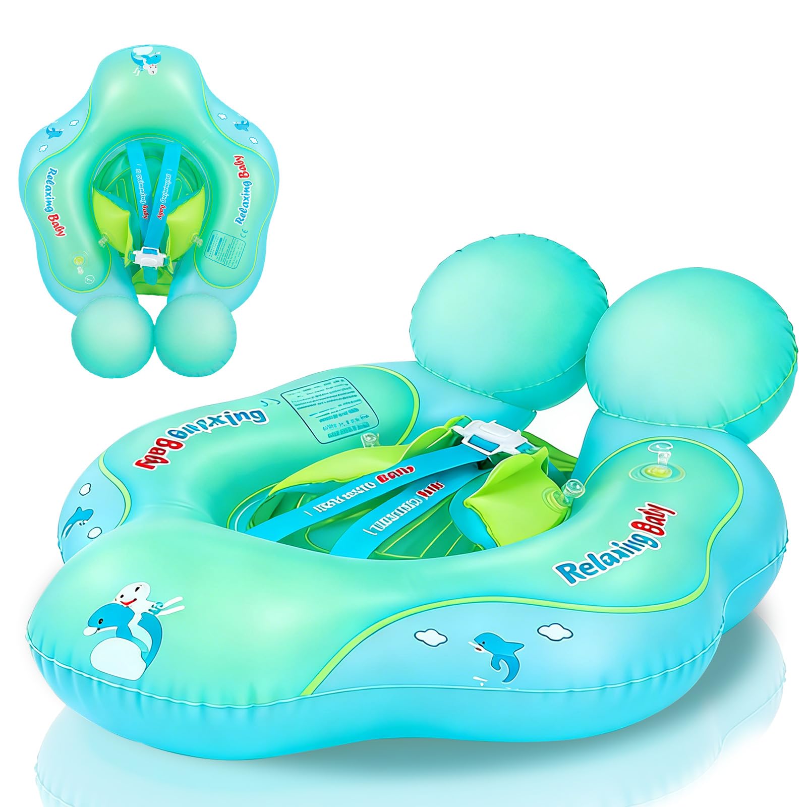 Newborn Baby Swimming Float 0-6 Months Inflatable Baby Float with Adjustable Seat 6-12 Months,Blue Baby Swimming Ring Pool Water Floats Inflatable Baby Swim Floats Ring for Toddlers Infant Babies