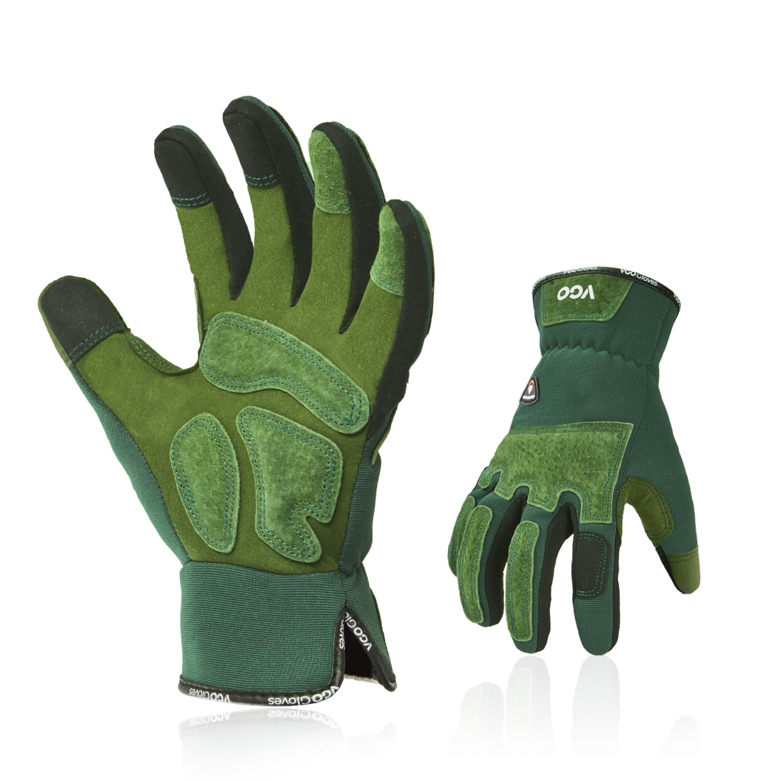 Vgo... Gardening Gloves Women Touchscreen Thornproof, Utility Work Gloves in Pig Leather for Garden Building Warehouse, Dexterity & Breathable Construction Gloves