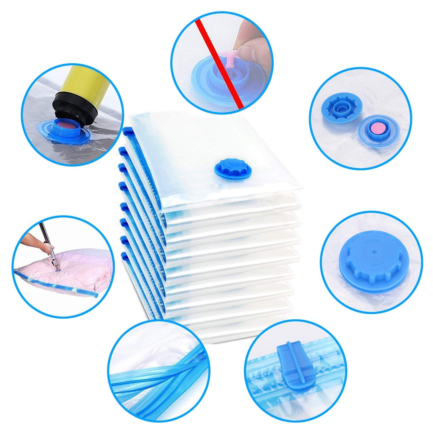 Space Saver Premium Reusable Vacuum Storage Bags 8 Pack Double Zip Seal