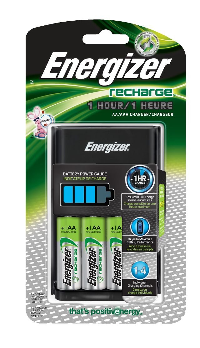 Energizer AA/AAA 1 Hour Charger with 4 AA NiMH Rechargeable Batteries