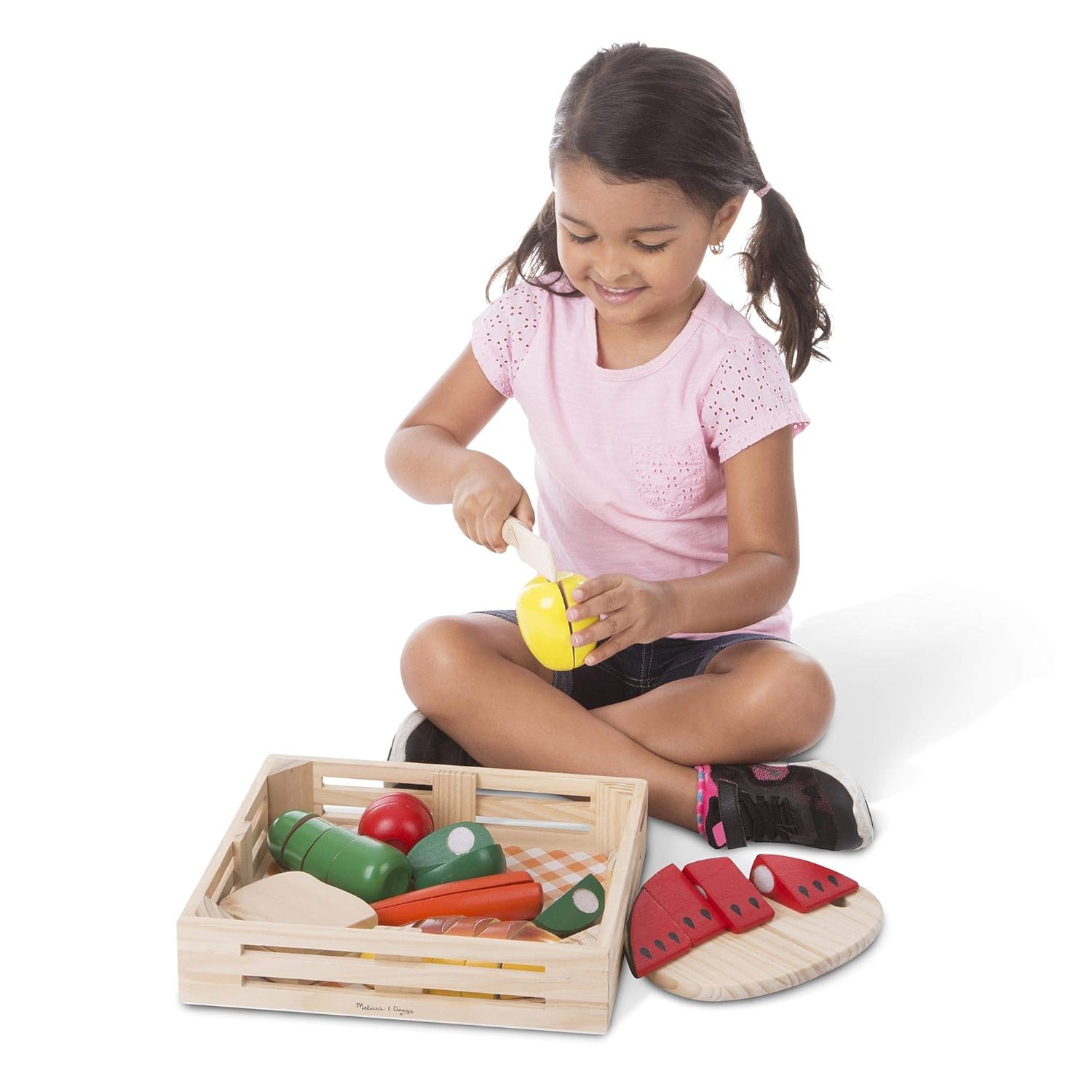 Melissa Doug Cutting Food Wooden Play Food, Pretend Play, SelfStick