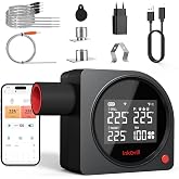 Smoker Temperature Controller for Big Green Egg, 5G WiFi &amp; 164FT Bluetooth | Automatic BBQ Fan with LCD Screen, 5 Probes, Overnight Cooking Grill Thermometer for BEG Kamado Weber Kettle Ceramic Grills