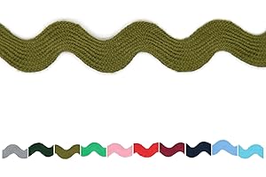 JACOB BICERRI Cotton RIC Rac Trim - 3/4 Inch - 5 Yards - Sage Green Wave Bending Fringe Trim Cotton Lace Ribbon RIC Rac Trim for Sewing Clothes Gift Wrapping Home Party Decoration CTR02055