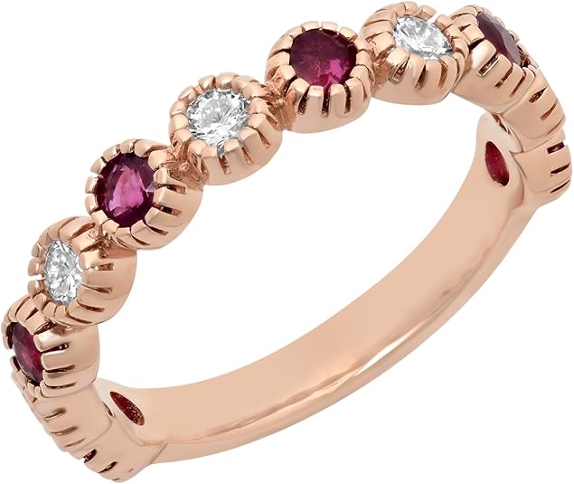 1.15 Carat Ruby and Diamond 14K Rose Gold Ring: Amazon.co.uk: Jewellery