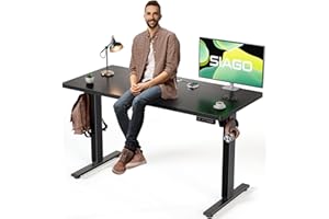 SIAGO Electric Standing Desk Adjustable - 48 x 24 Inch Sit Stand up Desk with Cable Management - 3 Memory Preset Adjustable Height Table