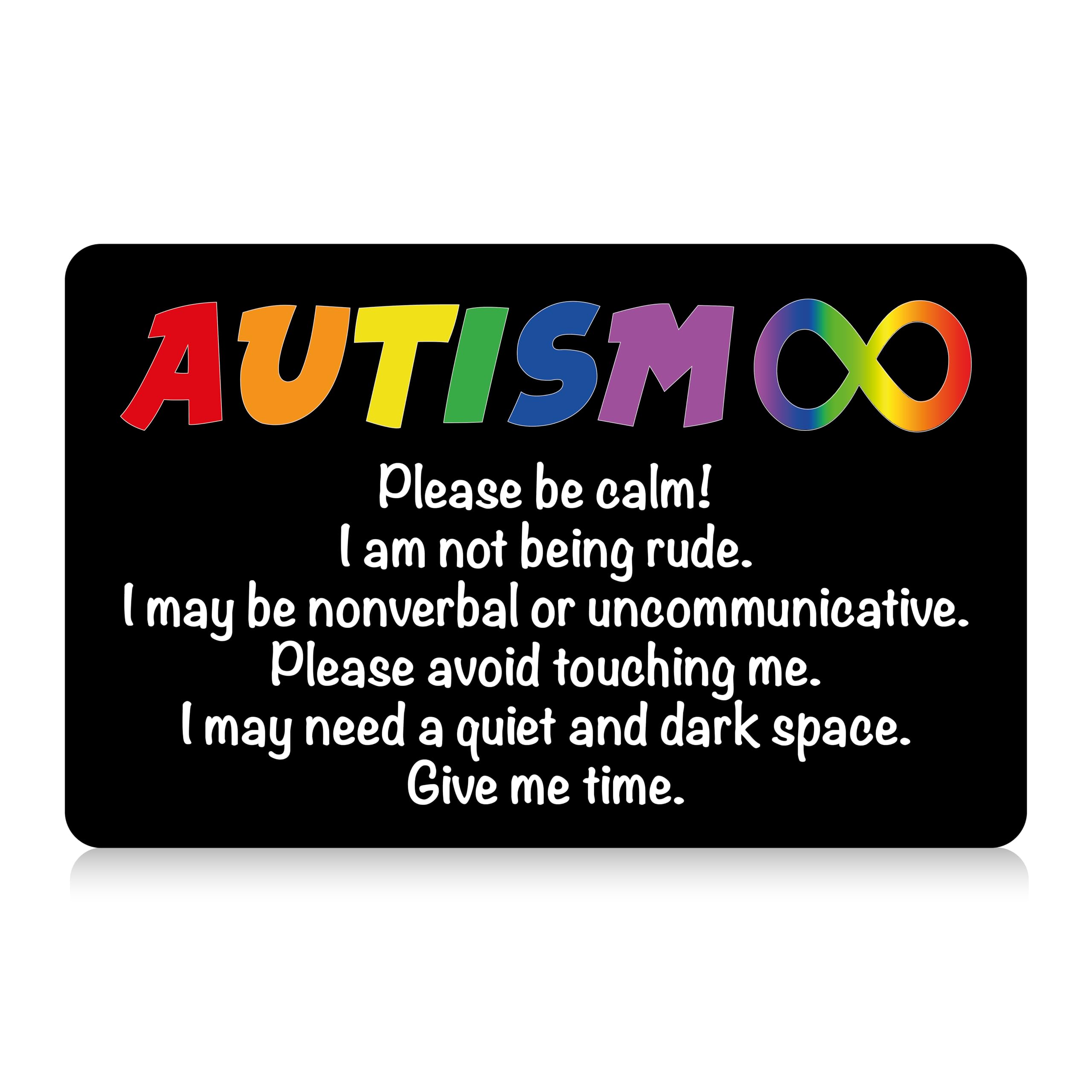 Autism Autistic Non-Verbal Autism Spectrum Disorder (ASD) Anxious Card with Writable Panel and Patterned Lanyard, Autism Emergency Contact Card (I Have Autism)