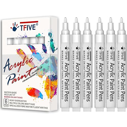 White Acrylic Paint Marker Pens 2-3mm Medium Tip, Pack