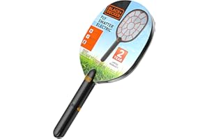BLACK+DECKER Bug Zapper Racket – Electric Fly Swatter for Gnats, Mosquitoes, & More – Harmless-to-Humans Outdoor Bug Zapper Battery Operated – Handheld Electric Fly Swatter –Indoor Racket