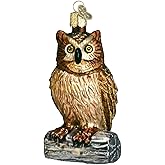 Old World Christmas Wise Old Owl Glass Blown Ornament for Christmas Tree, Handcrafted Holiday Decoration, Owl Collection
