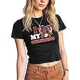 FLOCHIL Custom I Love My Boyfriend Crop Top with Name and Photo – Personalized Valentines Gift for Girlfriend, Baby Tee Style