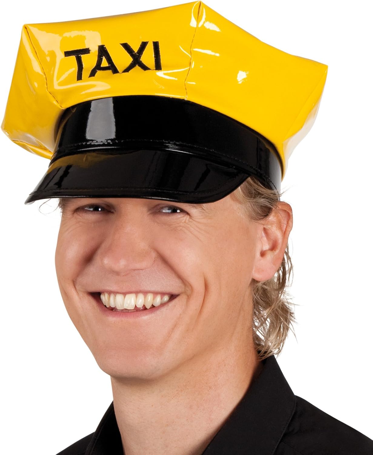 Boland 01346 Taxi Hat, One Size, Yellow/Black, Shiny Look, Taxi Driver Fancy Dress, Accessory, Carnival, Headwear, Festival - Image 3