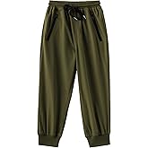 Arshiner Boys Casual Pants Kids Elastic Waist Drawstring Jogger Pants Boys Sweatpants with Zipper Pockets 3-12 Years