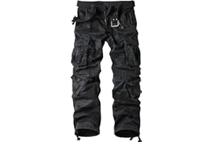 AKHIKING Men's Outdoor Casual Cargo Work Cotton Pants Camo Military Tactical Wild Combat Trousers with 8 Pockets