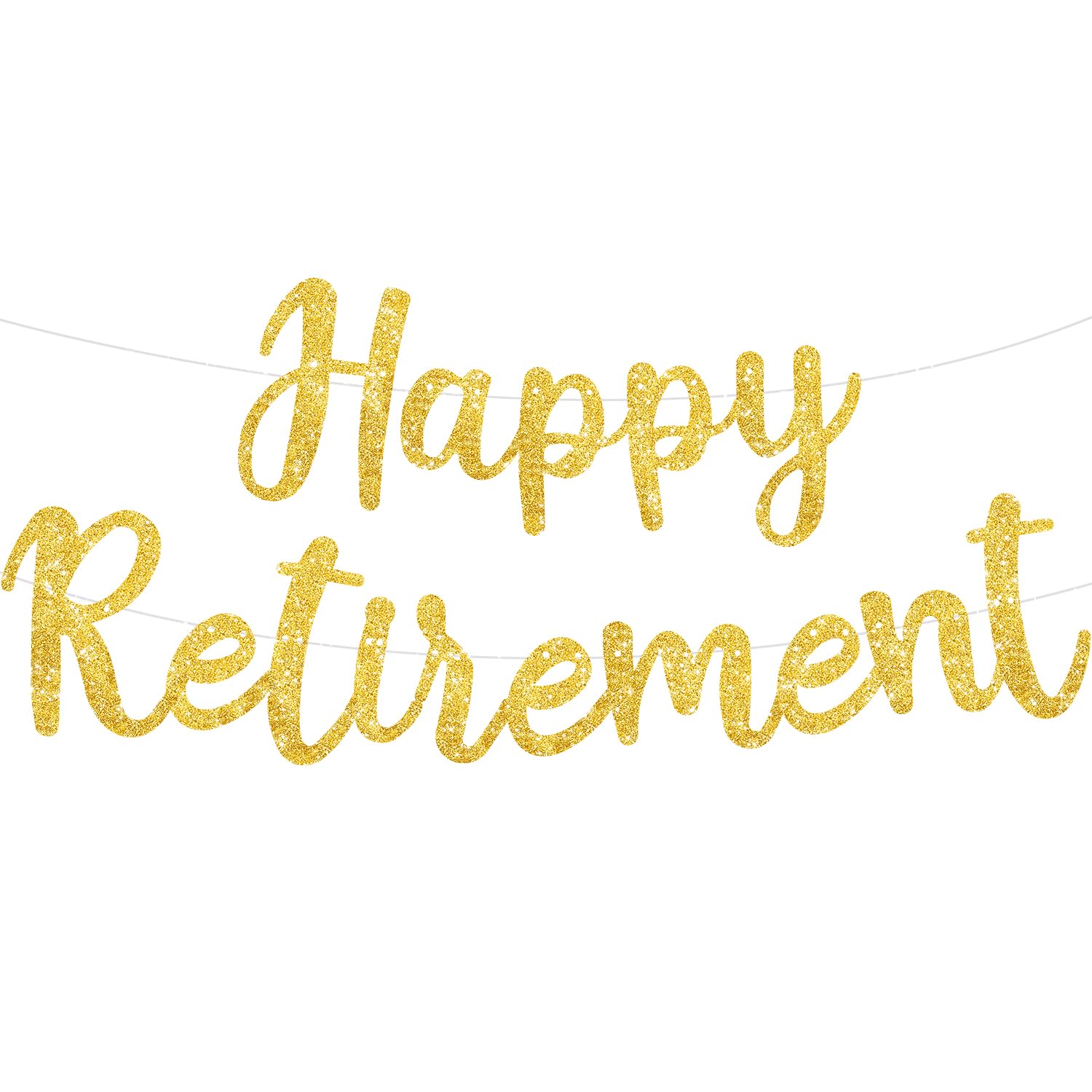 Photo 1 of BEISHIDA Gold Glitter Happy Retirement Banner -NO DIY, Pre-Strung Happy Retirement Banner Decoration for Women & Man, Party Supplies