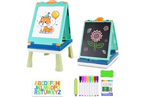 AyeKu Easel for Kids,Tabletop Easel for Toddler, Educational Toys Gifts for 3 4 5 6 7 Year Old Boys Girls -Comes with Chalkboard, Magnetic Whiteboard Letters and More (Green)