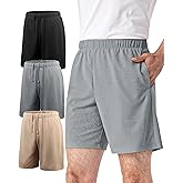 Liloak Mens Shorts Multipack 7 in Cotton Casual Athletic Gym Knit Short with Pockets, Soft Pajama Lounge Sleep Shorts