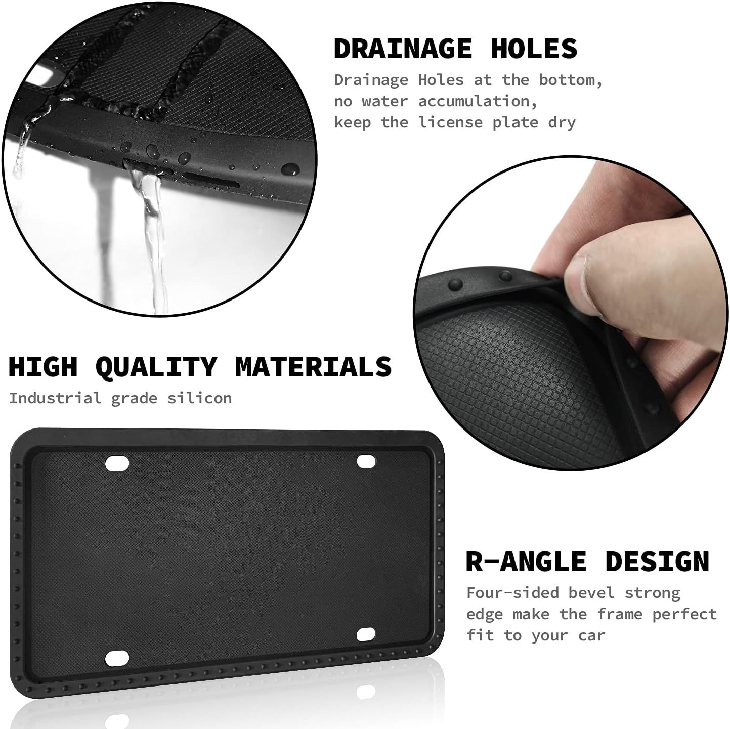 RattleProof Black Silicone License Plate Frame Mobodawe 1 Pack Car