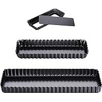 3 Pieces Rectangular Tart Pan with Removable Bottom, Non-Stick Tart and Quiche Baking Pan, 4 inch, 10 inch and 14 inch